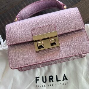 Furla Metallic Pink Mini Bag with Gold Accents